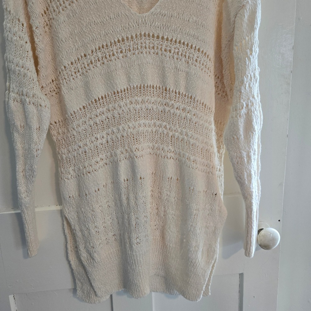 Free People Ivory Hot Tropics Pullover Sweater (S) Ivory Tunic Sweater Oversized - Picture 7 of 16